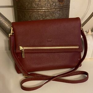Hammitt Maroon Crossbody Bag with Gold Details